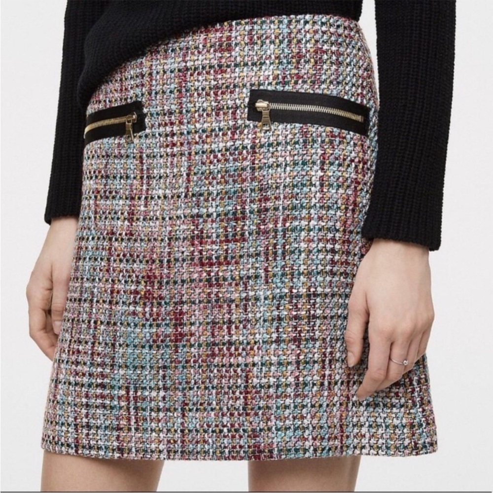 Loft Multi Color Tweed Mini Skirt Size 2P Fall Winter Preppy Academia Holiday
